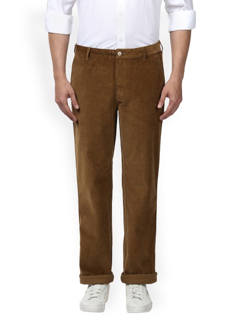 

ColorPlus Men Brown Regular Fit Solid Regular Corduroy Trousers