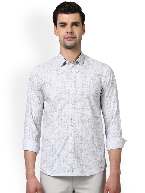 

ColorPlus Men White & Grey Printed Casual Shirt