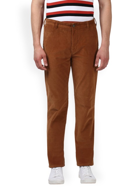

ColorPlus Men Brown Regular Fit Solid Regular Corduroy Trousers