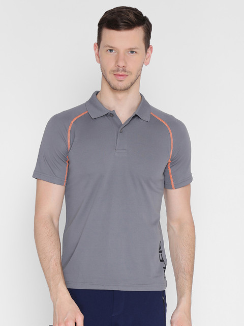 

Alcis Men Grey Solid Polo Collar T-shirt
