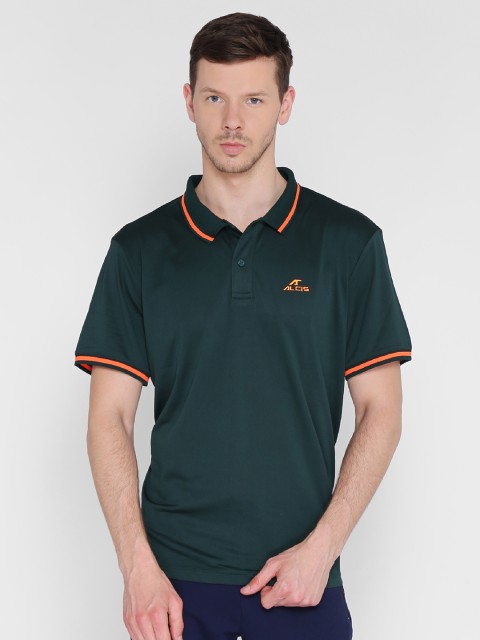 

Alcis Men Green Solid Polo Collar T-shirt