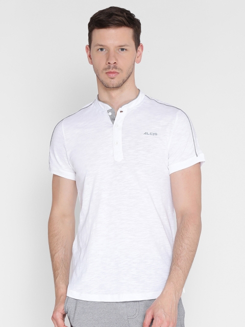 

Alcis Men White Solid Henley Neck T-shirt