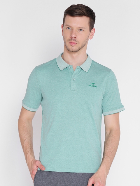 

Alcis Men Sea Green Solid Polo Collar T-shirt