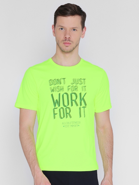 

Alcis Men Fluorescent Green Printed Round Neck T-shirt