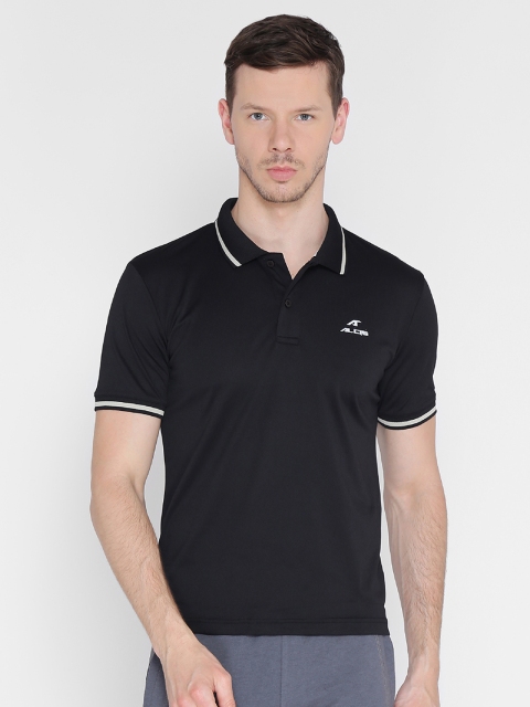 

Alcis Men Black Solid Polo Collar T-shirt