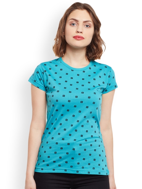 

VIMAL JONNEY Women Turquoise Blue Printed T-shirt