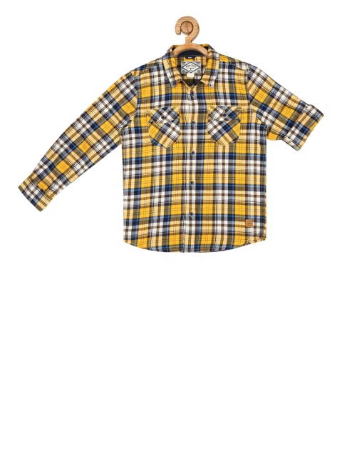 

Allen Solly Junior Boys Yellow Regular Fit Checked Casual Shirt