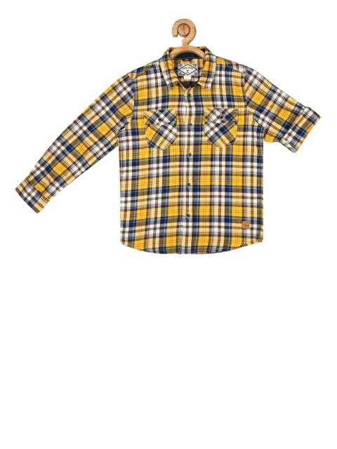 

Allen Solly Junior Boys Yellow & Blue Regular Fit Checked Casual Shirt