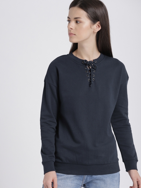 

Chemistry Women Navy Blue Solid Sweatshirt