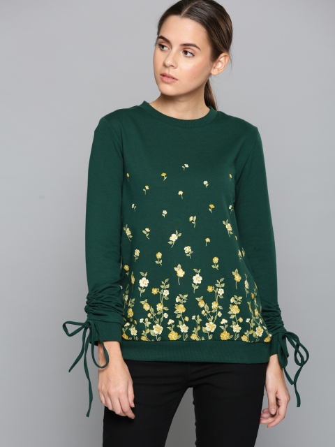 

Chemistry Women Green Printed Sweatshirt