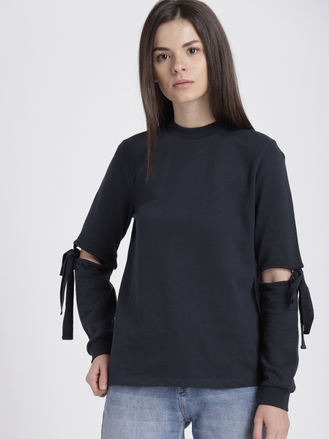 

Chemistry Women Navy Blue Solid Sweatshirt