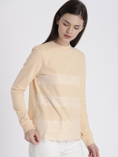 

Chemistry Women Peach-Coloured Self Design Sweatshirt