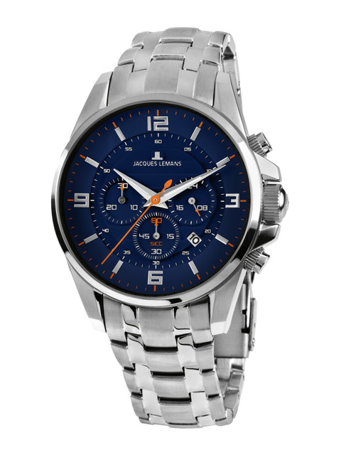 

Jacques Lemans Men Blue & Silver-Toned Chronograph Watch