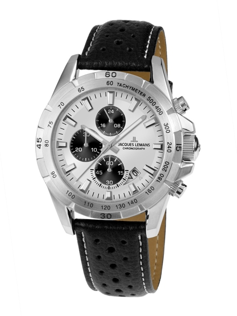 

Jacques Lemans Men Silver-Toned Chronograph Watch 1-1826B