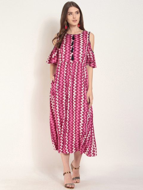 

RARE ROOTS Women Pink Printed Maxi Dress