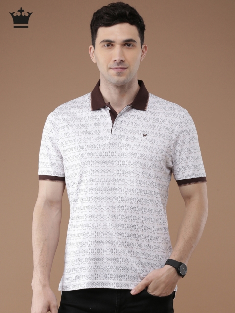 

Louis Philippe Men Off-White Printed Polo T-shirt