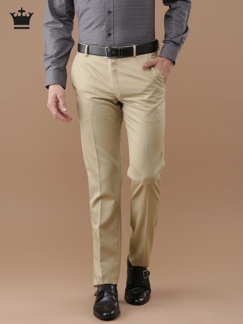 

Louis Philippe Men Beige Slim Fit Solid Formal Trousers