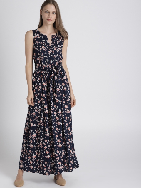 

Chemistry Women Navy Floral Printed A-Line Dress, Navy blue