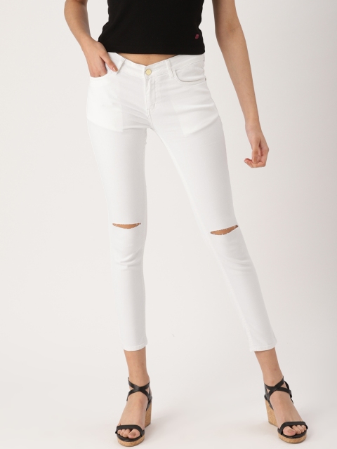 

DressBerry Women White Regular Fit Mid-Rise Slash Knee Stretchable Jeans