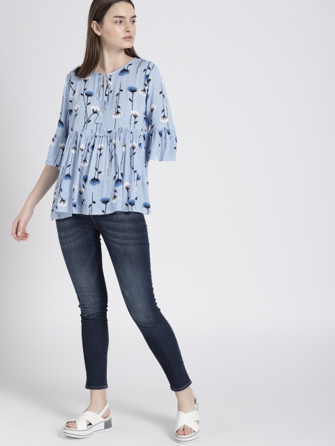 

Chemistry Women Blue Printed Top