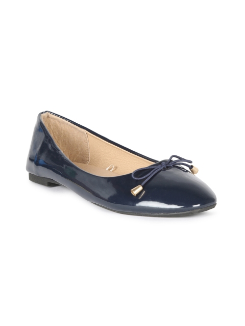 

People Women Navy Blue Solid Synthetic Ballerinas