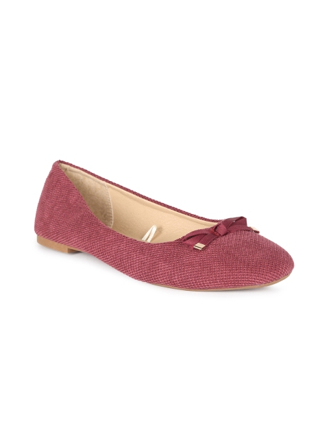 

People Women Maroon Solid Canvas Ballerinas