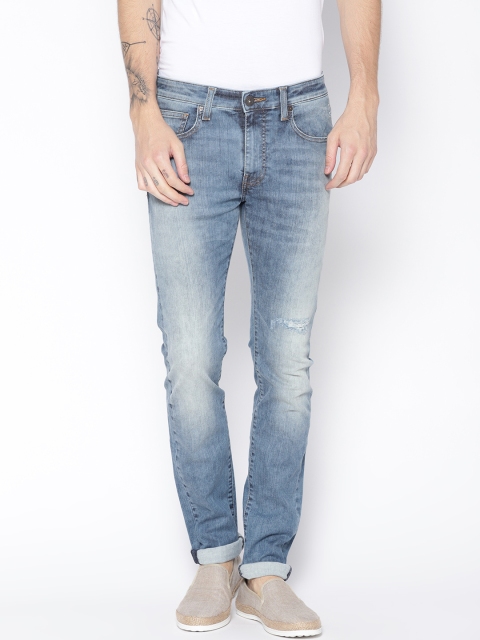

Pepe Jeans Men Blue Vapour Slim Fit Low-Rise Low Distress Stretchable Jeans