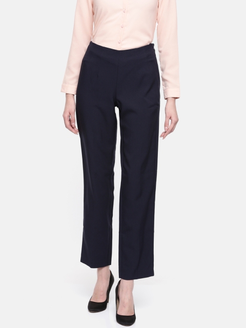 

Marks & Spencer Women Navy Blue Smart Regular Fit Solid Parallel Trousers