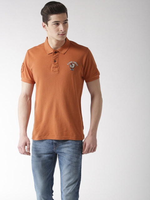 

Flying Machine Men Rust Brown Solid Polo Collar T-shirt