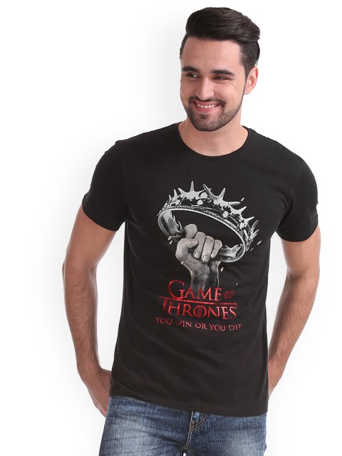

Flying Machine Men Black Printed Round Neck T-shirt