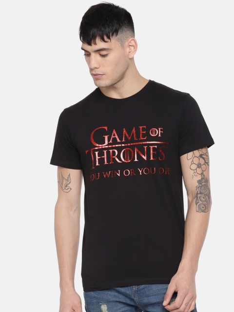 

Flying Machine Men Black Printed Round Neck Pure Cotton T-shirt