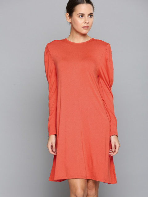 

Chemistry Women Coral Solid A-Line Dress