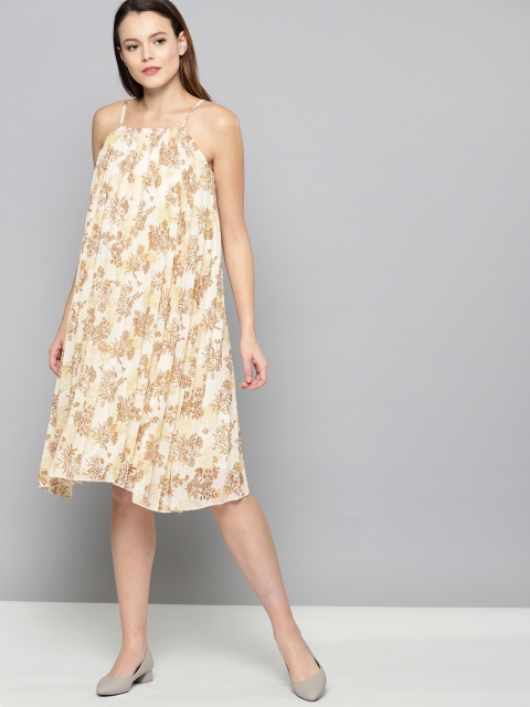 

Chemistry Women Cream-Coloured Printed A-Line Dress