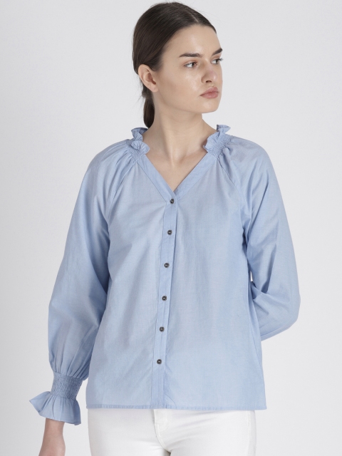

Chemistry Women Blue Solid Shirt Style Top