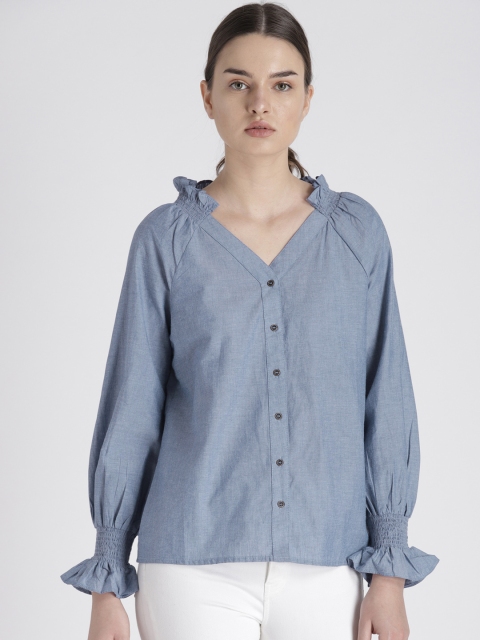 

Chemistry Women Blue Solid Shirt Style Top