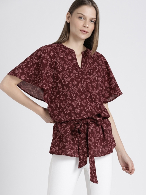 

Chemistry Women Burgundy Printed Top