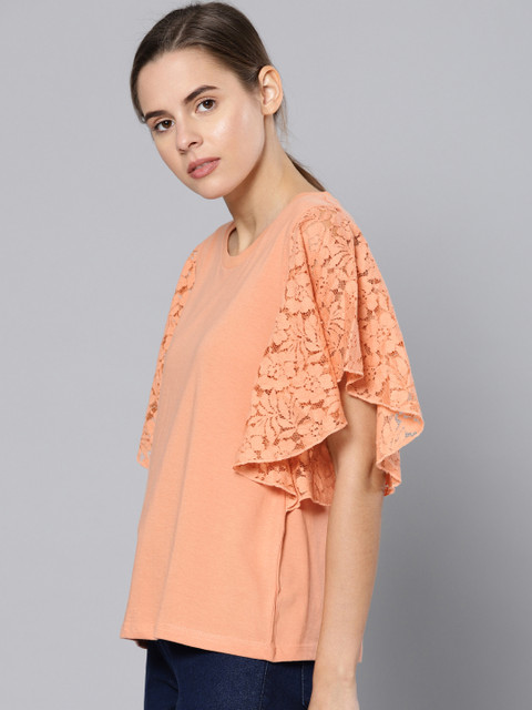 

Chemistry Women Peach-Coloured Solid Top
