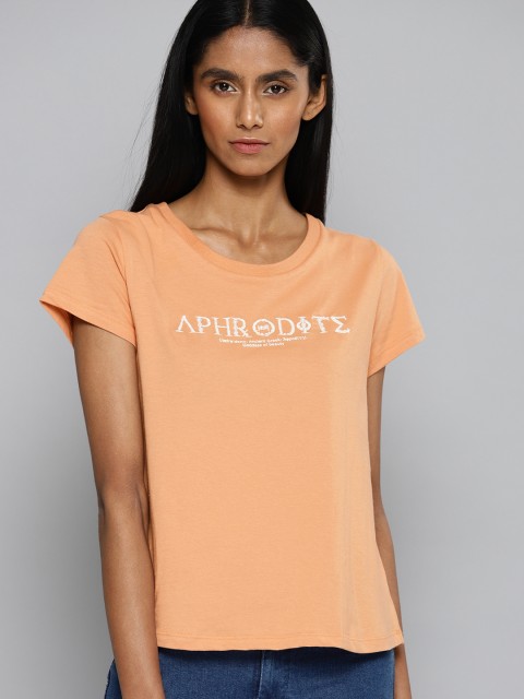 

Chemistry Women Orange Solid Round Neck T-shirt