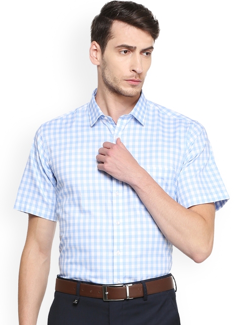 

Van Heusen Men Blue & White Regular Fit Checked Casual Shirt