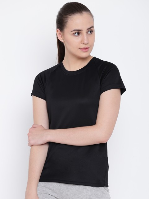 

Kanvin Women Black Solid Round Neck T-shirt