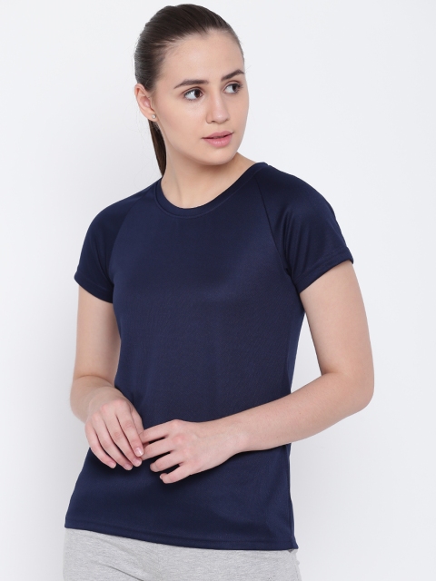 

Kanvin Women Navy Blue Solid Round Neck T-shirt