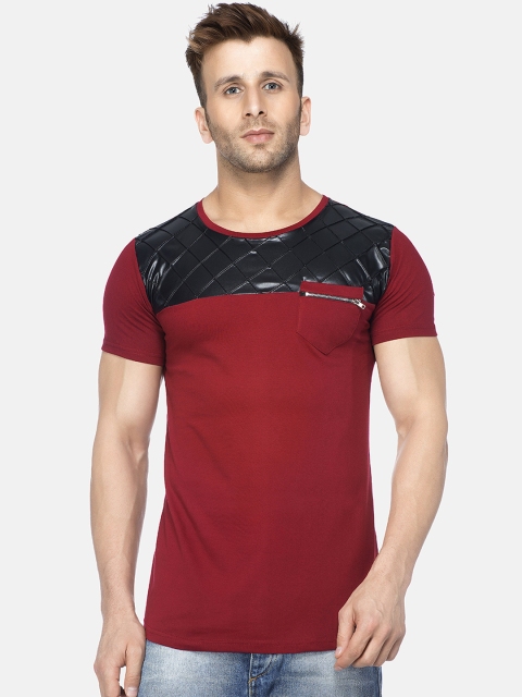 

Tinted Men Red Colourblocked Round Neck T-shirt