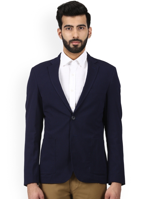 

ColorPlus Navy Blue Solid Single-Breasted Blazer