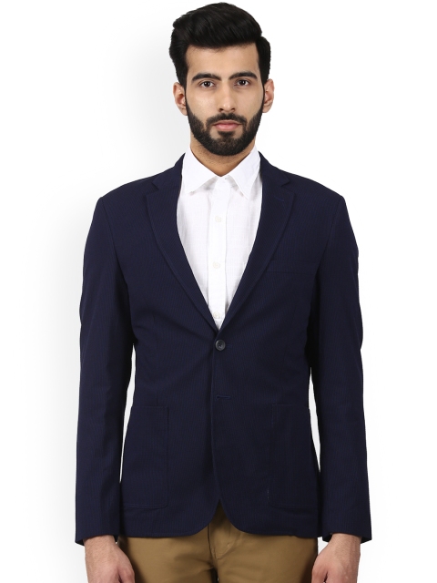 

ColorPlus Navy Blue Solid Single-Breasted Blazer