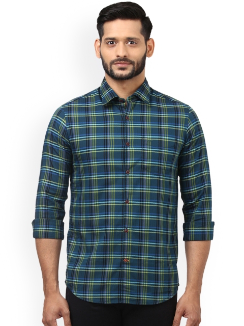 

ColorPlus Men Green & Yellow Regular Fit Checked Casual Shirt