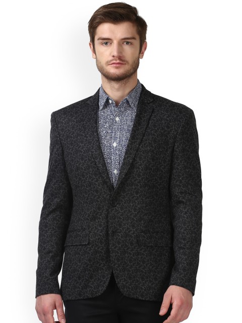 

Parx Grey & Black Paisley Printed Single-Breasted Blazers