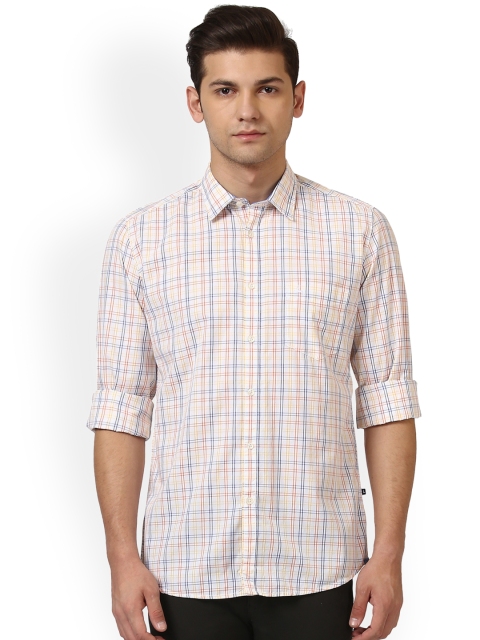 

Parx Men Orange & White Slim Fit Checked Casual Shirt