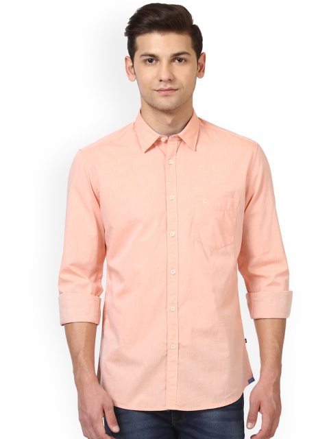 

Parx Men Peach-Coloured Slim Fit Solid Casual Shirt