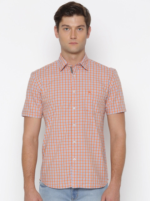 

Parx Men Orange Slim Fit Checked Casual Shirt