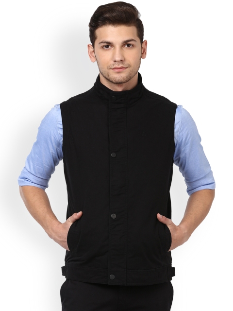 

Parx Men Black Solid Open Front Jacket